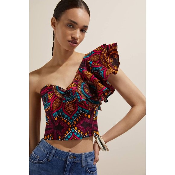 Anthropologie SIKA Ruffled One-Shoulder Blouse - Picture 4 of 9